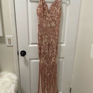 Elegant Pink Sequin Gown